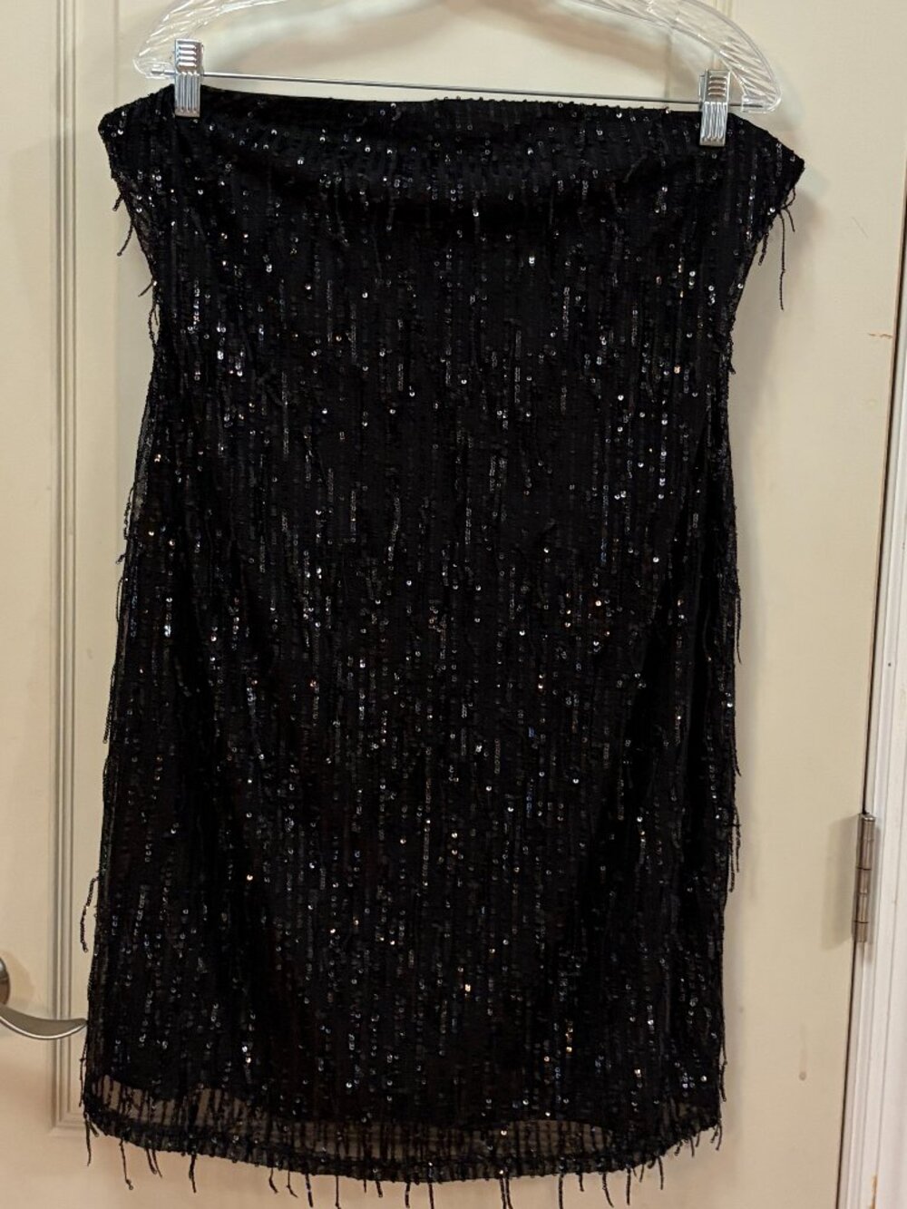 Wild Fable Womens Size 1X 95% Poly/5% Spandex Fringe Strapless Mini Dress. Black